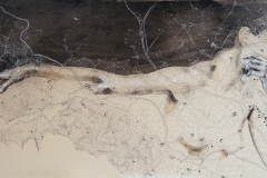 SENSI ARTE, Spazio Tempo 05, china, carboncino, olio , pastello su antica mappa su tavola, cm 60 x 100,_SRFL_02