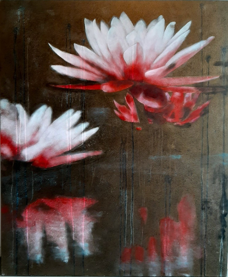 SENSI ARTE, Lotus, il segreto dell'acqua, acrilico su tela, cm 120 x 100, BRLM_14