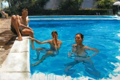SENSI ARTE, By the pool, olio su tavola, cm 40 x 60