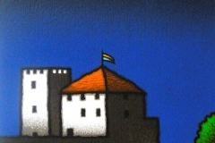 SENSI ARTE, Casa e torre, serigrafia su carta, cm 30 x 30_ STFT_308